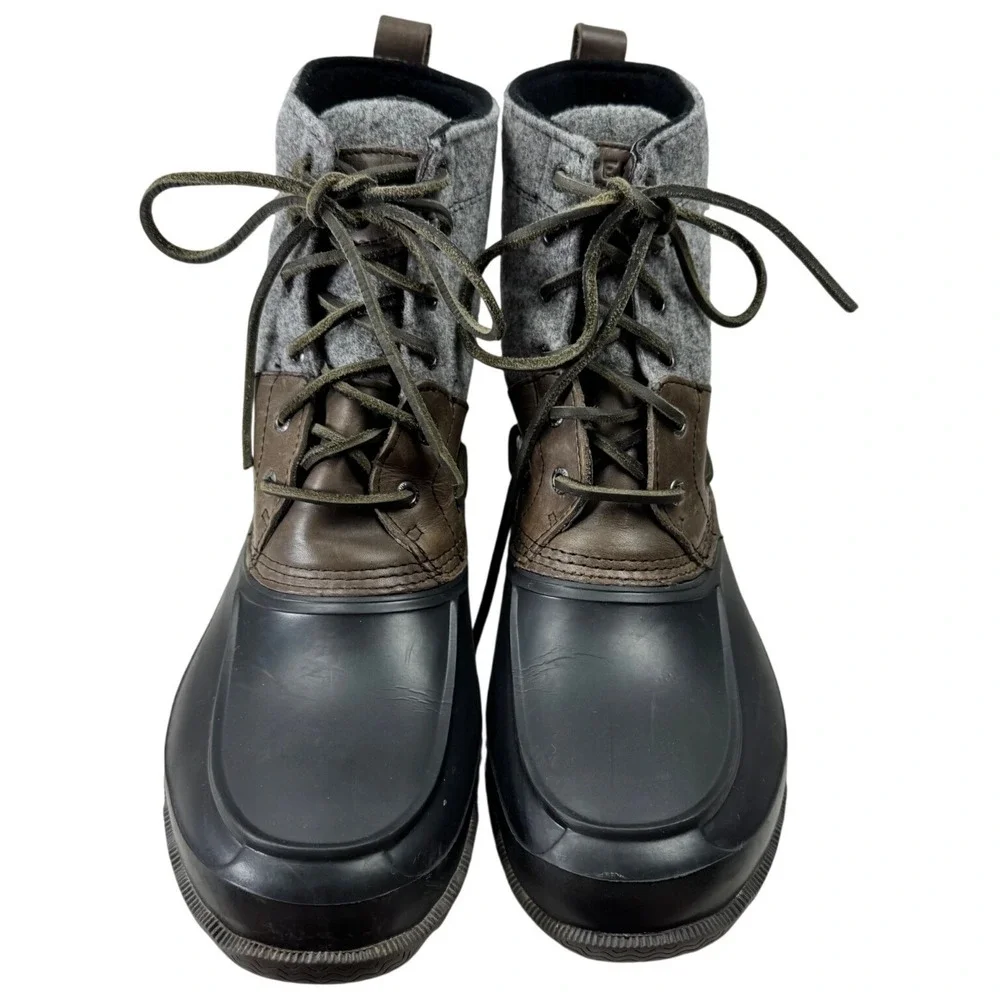 Sperry Avenue Duck Boots Mens 12 Brown Grey Waterproof Wool STS13461 Winter Rain